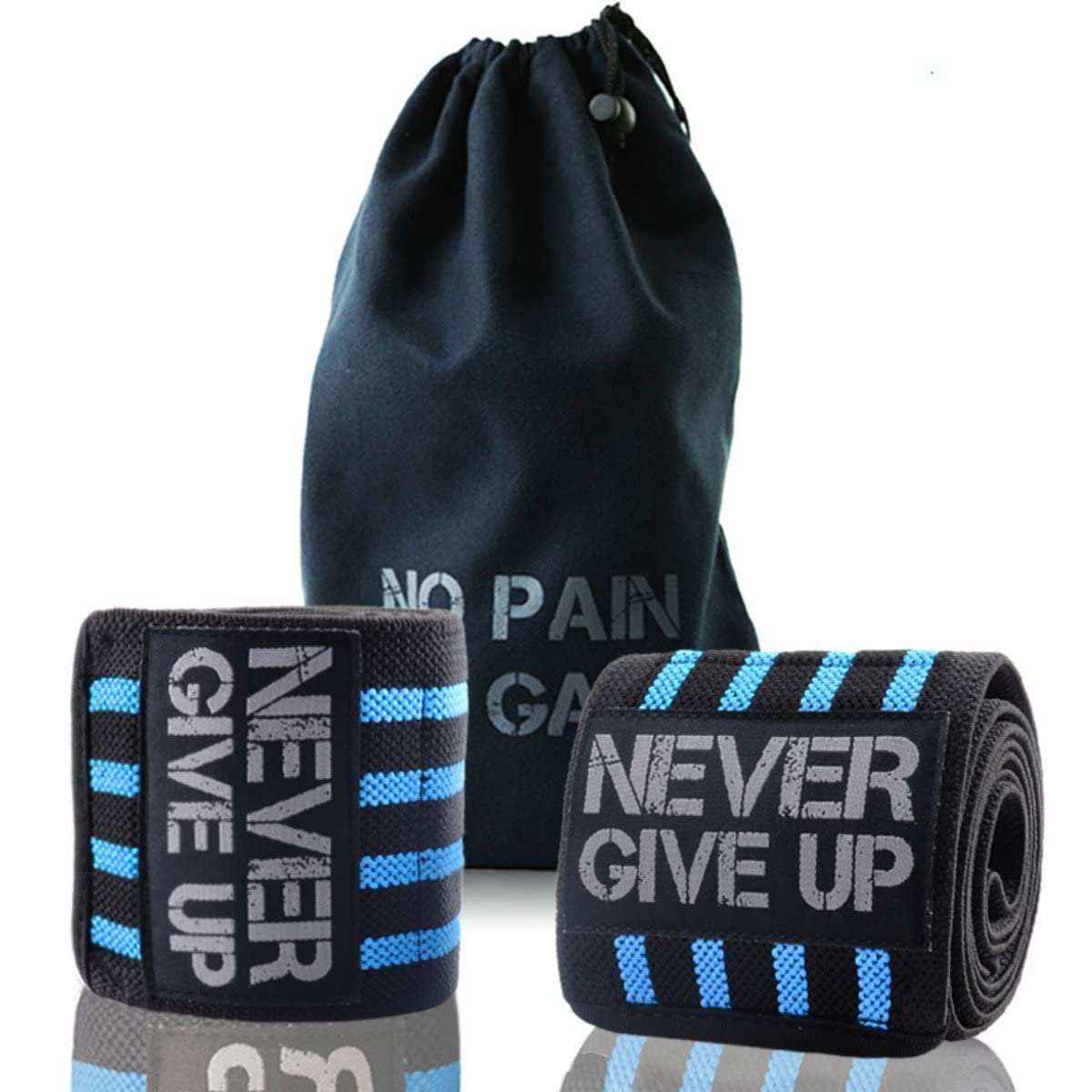 Professional 40" Elbow Wrist Wraps Pair of Elbow Support Brace for Weight Lifting, Chin Up One Pair with Carry Bag (Blue)