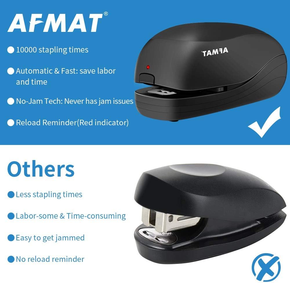 Electric Stapler Desktop, Automatic Staplers for Desk, Portable Stapler, AC or Battery Powered Heavy Duty Stapler, with Reload Reminder & Release Button, 25 Sheets Capacity, Black : Office Products