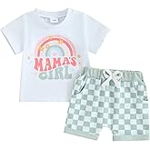 mlpeerw Toddler Baby Girl Clothes Daddys Girl Short Sleeve T-Shirt Top Shorts Set Infant Cute Summer Outfit