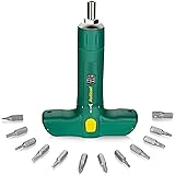 Torque Screwdriver, Adjustable T-shape Torque Wrench of Wide Range 15-75 Inch Pound in 1 Increment, 12 Pcs 1/4" Bits of Torx/