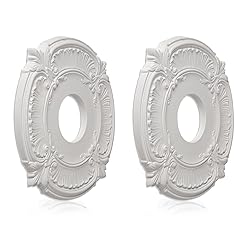 ELFCAB 2 Pcs Molded PU Ceiling Medallion for Light