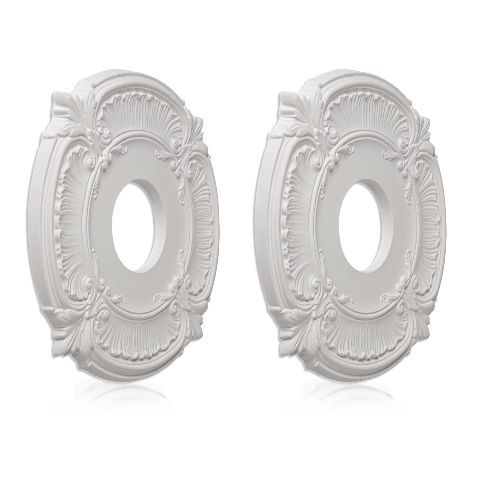 ELFCAB 2 Pcs Molded PU Ceiling Medallion for Light