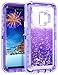 WOLLONY Galaxy S9 Case, 360 Full Body Shockproof Liquid Glitter Quicksand Bling Case Heavy Duty Phone Bumper Non-Slip Soft Clear Rubber Protective Cover for Samsung Galaxy S9 - Purple