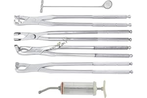EQUINEZ TOOLS 19" Equine set of 4 Forceps, Mouth mirror and dose syringe , Equine Dental tools