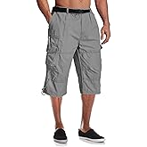 MAGCOMSEN Mens Cargo Shorts Long Capri Elastic Below The Knee 3/4 Cotton Casual Summer Shorts with Pockets