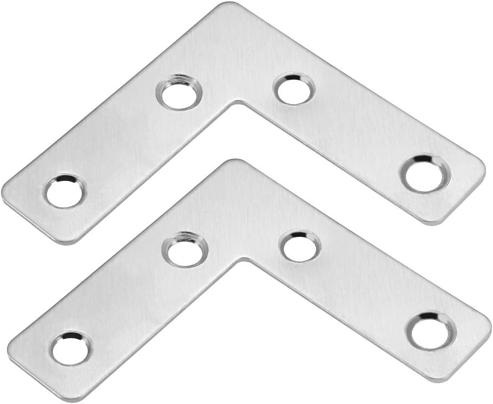 Sourcingmap Flat Plate L Shape, 50mmx50mm, Stainless Steel 304 Angle Corner Brace Repair Brackets, Pack of 10