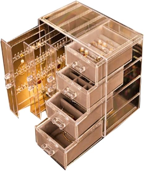 Amazon ユケ二ー ジュエリー展示棚 アクリル 透明 欧風 防塵 ジュエリーボックス アクセサリー箱 ジュエリー収納 髪飾り収納 小物入れ 引き出し小物 写真通り5 ジュエリー収納 オンライン通販