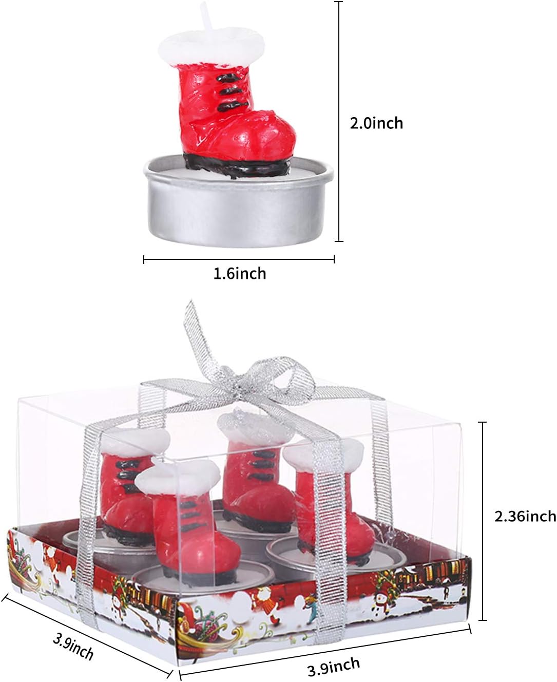 SIXPEN Christmas Tea Lights Candles for Birthday Home Party Wedding Holiday Celebration Decoration Christmas Ornaments（Boot）: Home & Kitchen