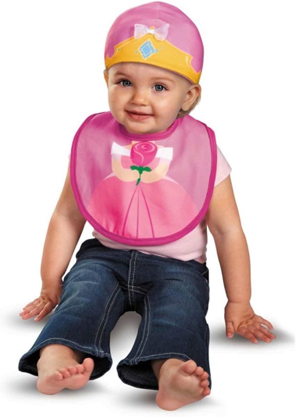 DisneyDisguise Baby Girl's Disney Sleeping Beauty Aurora Infant Bib and Hat Costume