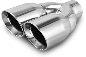 AUTOSAVER88 Universal Dual Exhaust Tip 2.5 Inch Inlet, 2.5" Inlet 3.5" Outlet 9.5" Length Chrome Polished Stainless Steel Exhaust Tailpipe Tip, 2 1/2 Inch Double Layer Staggered Exhaust Tip, Weld-On