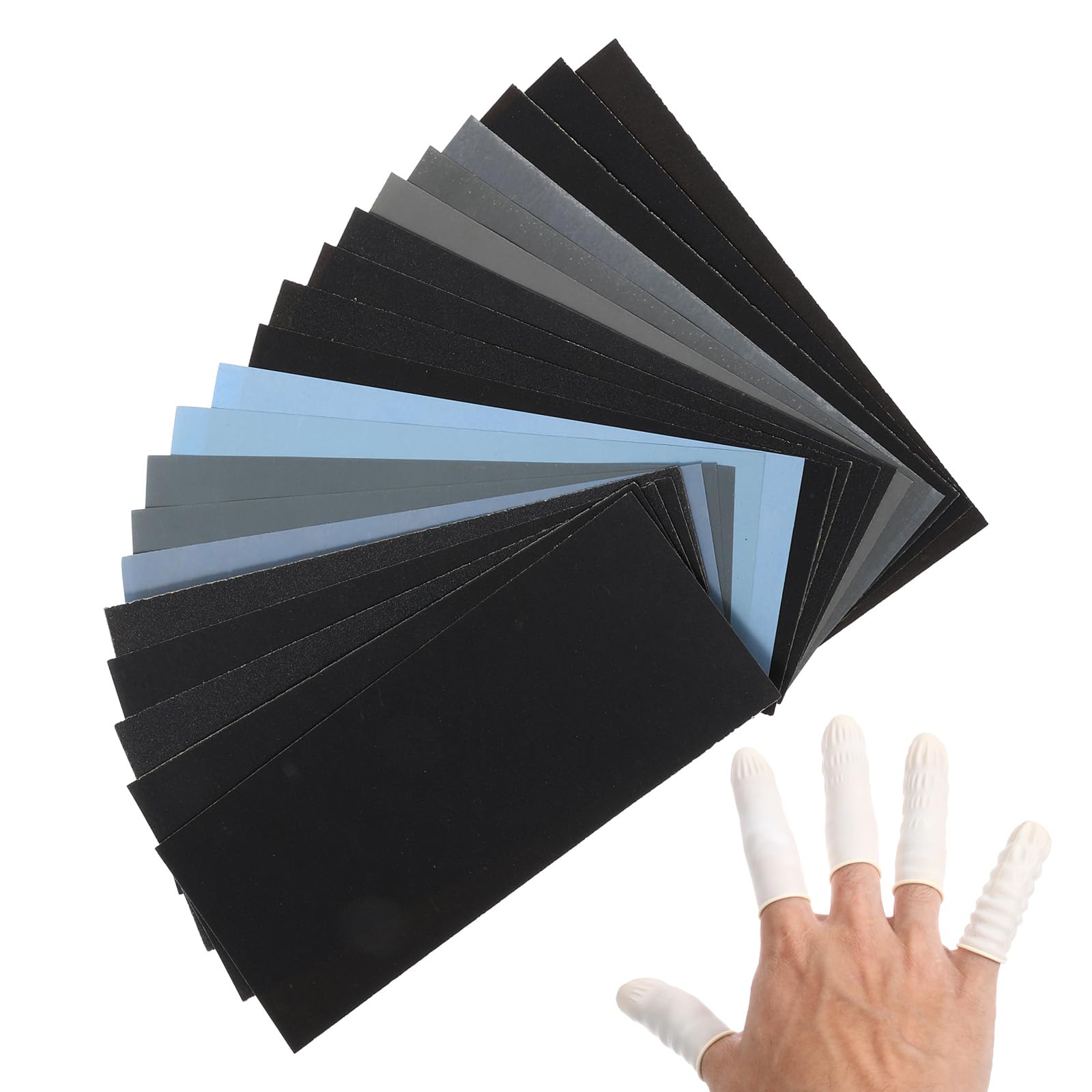 Photo 1 of 22 Pack Extra Fine Sand Paper 120 to 20000 High Grit Sandpaper Wet Dry Sand Paper Sheets with 5 Finger Cots Assorted Automotive Sanding Assortment for Car Wood Metal Furniture 9.1 X 3.6''