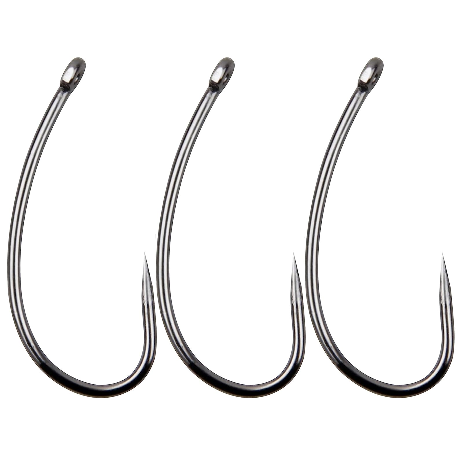 100pcs Barbless Carp Fishing Hooks Curve Shank Barbless Hooks Fly Tying Live Bait Hooks for Freshwater Saltwater Size 2 4 6 8 10 (8#-100pcs)