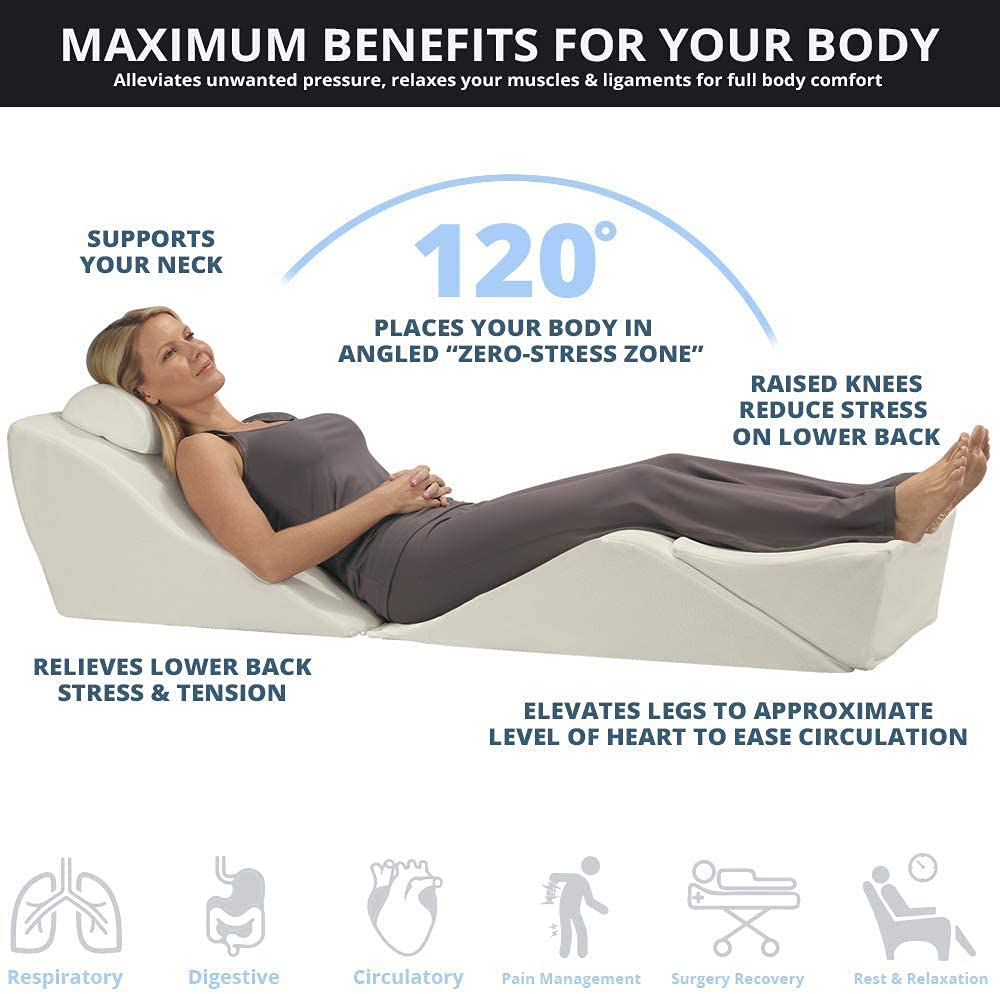 Contour BackMax Foam Bed Wedge Sleep Support System | Sleeping Pillow Wedge and Leg Elevation Pillows | Mattress Wedge for Acid Reflux | Backrest Wedge Pillows for After Surgery (28-inch BackMax Only)