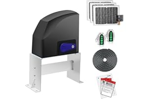 TOPENS DKC500S Solar Sliding Gate Opener Chain Drive Automatic Gate Motor for Heavy Driveway Slide Gates Up to 1300 Pounds, Electric Gate Operator Battery Powered with Solar Panel Remote Control Kit