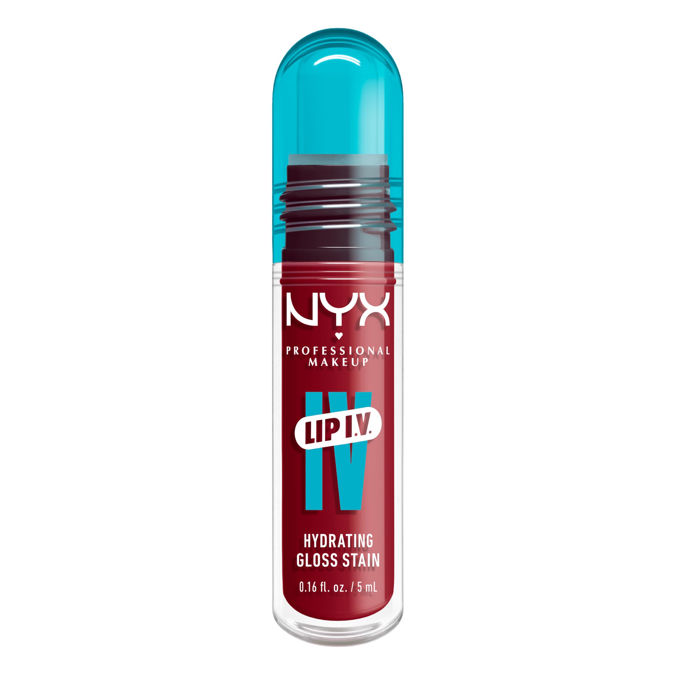 NYX Professional Makeup Lip Gloss and Lip Stain, Lip IV Hydrating Gloss Stain, Up to 12 Hour Hydration, High Pigment, Wet Shine Finish, Shade: Berry Thirsty