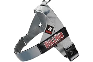 BULLHUG Adjustable Dog Harness– No Pull, No Choke – for English Bulldogs, French Bulldogs, Pugs & Broad-Chested Breeds – Easy, Safe Walks (Silver, Large)