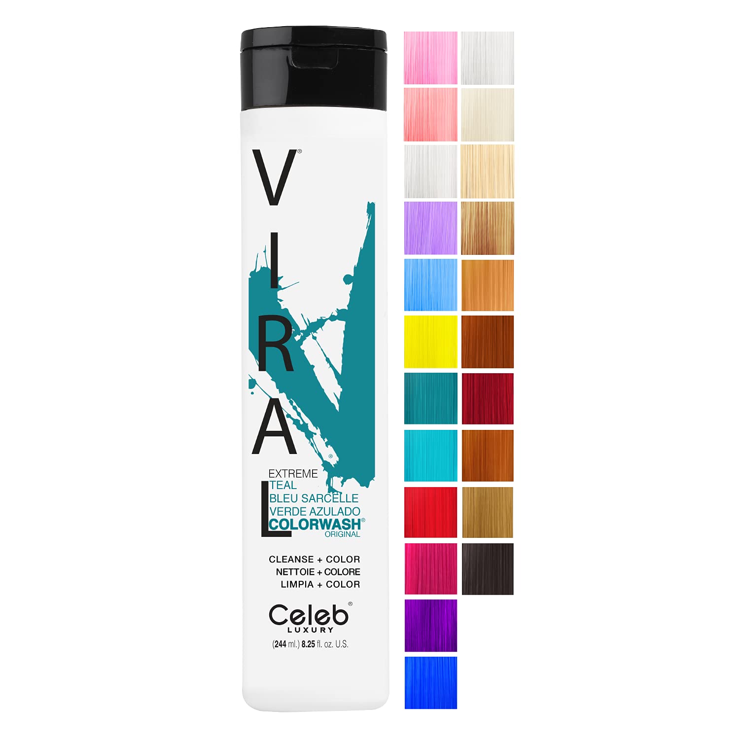 Celeb Luxury Viral Semi Permanent Colorwash Shampoo - Extreme Teal 240ml