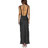 Women's 2026 Summer Satin Backless Elegant Dress for Wedding Guest Silk Sleeveless Cowl Neck Party Formal Maxi Dresses