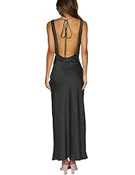 Satin Cowl Neck Sleeveless Backless Maxi Wedding