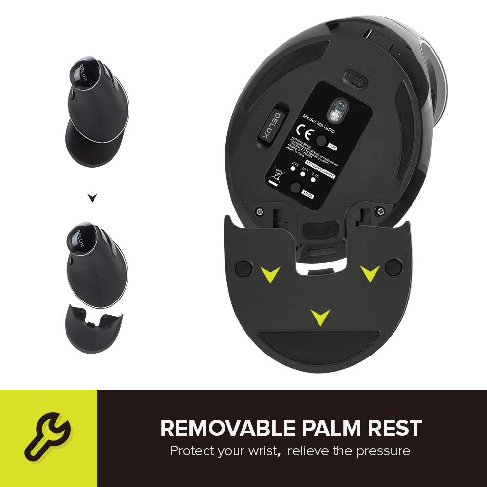 DELUX Wireless Ergonomic Keyboard GM905 and Vertical Mouse M618PD