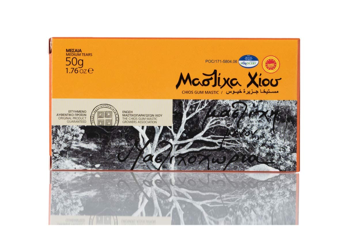 Greece, Greek Chios (Xios) Mastic Gum (Mastiha or Mastixa) 50 Gr Box New