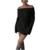 SOLY HUX Women's Off The Shoulder Mini Dress Long Sleeve Bodycon Knit Sweater Dresses