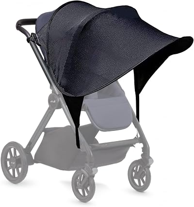 Esteopt Pram Sun Shade UPF50+ Universal Baby Stroller Canopy Black