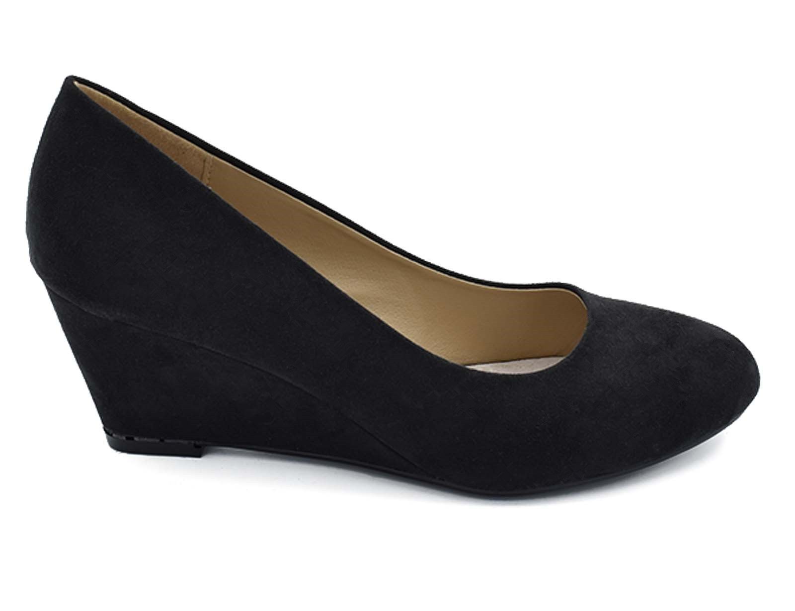Greatonu Women's Wedge Pumps Closed Toe High Heel Slip on Office Dress Shoes - Image 4