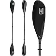 OCEANBROAD Full Carbon Fiber Adjustable Kayak Paddle Lightweight with Wing Blade, 82in-86in/210cm-220cm, 2-Piece, with Paddle Bag and Paddle Leash, Black