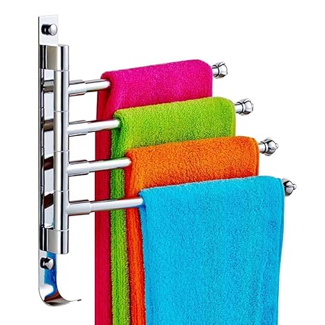 Togather Handtuchhalter Edelstahl Handtuchhaken Bad und Küche Wandmontage Haken mit 4 Armen 180° Drehung