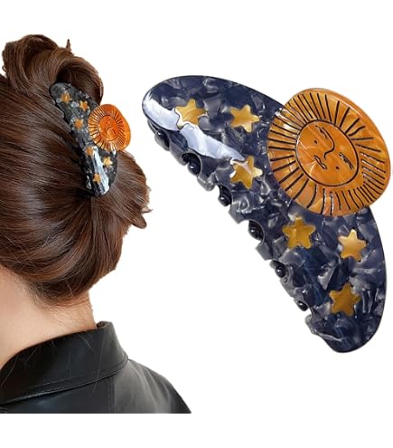 Amazon.com: Fantasy Gold Sun Hair Clips,Novelty Acetate Moon  display picture 2