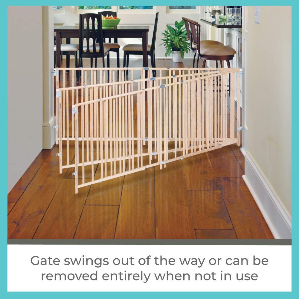 Toddleroo by North States 103" Wide Extra Wide Swing Baby Gate: Perfect for Oversized Spaces. No Threshold. One Hand Operation. Hardware Mount. Fits 60"- 103" Wide (27" Tall, Sustainable Hardwood)