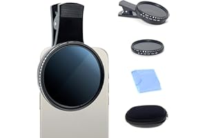ORIZIZHIC 52MM Clip-on ND2-ND400 Phone Lens Filter, Ultra Slim Phone Camera Lens Filter Compatible with iPhone 15 14 13 12 11, Smart Phones, Adjustable Filter Multi-Coated ND Filter Kit