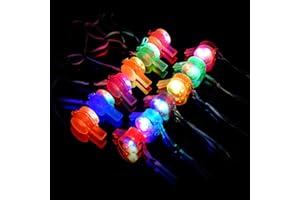 M.best 12 Pack LED Light Up Glow Whistles with Lanyard Necklace Glow in The Dark Fun Party Favors for Kids and Adults