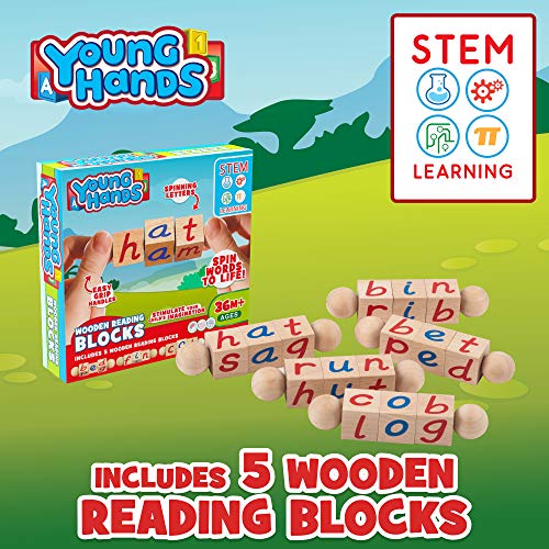 image for Creative Kids Wooden Reading Blocks | [5] Sets of Fun, Educational Spi