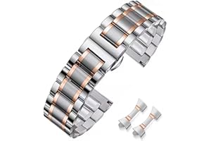 HEYOZURY Metal Watch Band Stainless Steel 16mm 18mm 19mm 20mm 21mm 22mm 24mm Watch Strap Bracele Replacement Bands