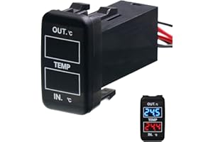 TIMLOON Car Internal and External Temperature Display, Celsius Temperature, Dual Temperature Sensors Use for Toyota Hilux VIGO,Coaster,Corolla ex,Yaris(Type B)