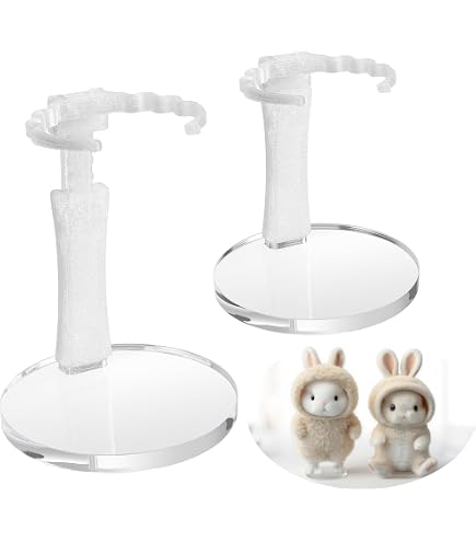 MDOWOK Adjustable Doll Stand - Fits 4-8 Inch Dolls, Clear Acrylic Base, Height Adjustable For Sitting/Standing