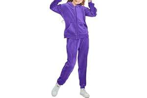 Rwtgnlf Girls Velour Tracksuit Sweatsuits Set 2 Piece Outfits Zip Up Hoodies and Pants Sportswear Jogging Suit