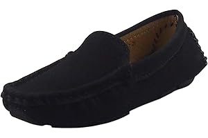 DADAWEN Toddler Little Kid Boys Girls Soft Suede Leather Slip On Penny Loafer Dress Shoes Moccasin Flat Boat Shoes Wedding Church Oxford