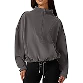 QINSEN Women Half Zip Fleece Sweatshirt Mock Neck Long Sleeve Winter Cozy Sherpa Pullover Sweater Tops