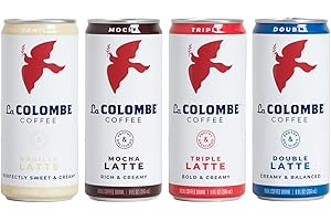 La Colombe Variety Pack Draft Latte - 9 Fl. Oz. 12 Pack - Double, Triple, Mocha, & Vanilla, Medium roast 100% Arabica, Single-Origin, Brazilian Cold Brew Coffee with Lactose-Free Foamy Milk, 120mg Natural Caffeine