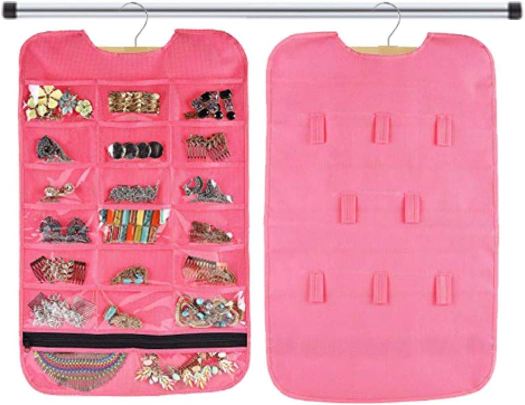 PACKNBUY Hanging Jewellery Organizer with Hooks Pockets