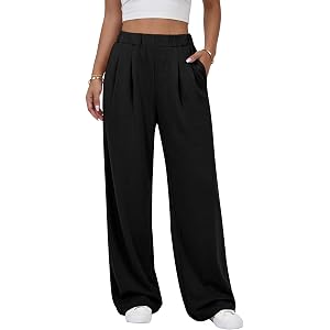 ANRABESS Womens Wide Leg Baggy Sweatpants | High Waisted Loose Fit Track Pants with Pockets, Soft Comfy, Casual Lounge & Trav