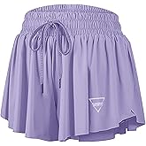 Womens 2 in 1 Flowy Athletic Shorts with Pocket Butterfly Running Workout Shorts Sweat Spandex Lounge Gym Yoga Summer Skirts