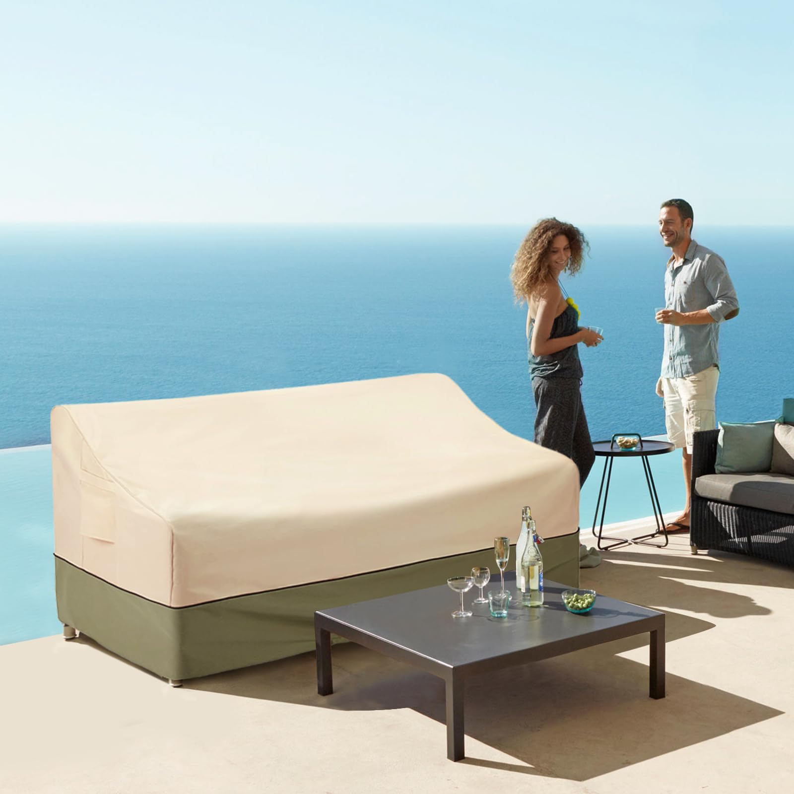 COSFLY Patio Furniture Covers Waterproof, Outdoor 3-Seater Sofa Cover Heavy Duty Fits up to 79W x 38D x 35H inches