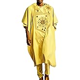 TIDOIRSA Mens African 3 Piece Set Traditional Suit Emboridery African Mens Agbada Dashiki Shirt And Pants Outfit