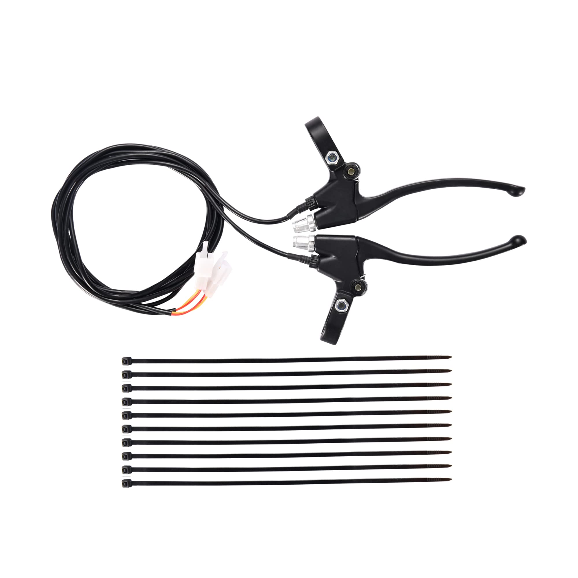 WOOSTAR 7/8" 22mm Handlebar Brake Levers with 10 x 9 Inch Cable Ties Replacement for Motorized Bike Ebike Electric Scooter Mini Bike Black