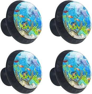 Lorvies Coral Reef Sea Animals Drawer Knob Pull Handle Crystal