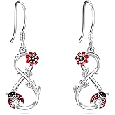 Cat/Bunny/Panda/Ladybug/Dragon/Bat/Spider/Bee/Feather/Dragonfly Dangle Earrings 925 Sterling Silver Animal Jewelry Gifts for Women